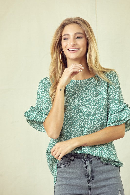 Evergreen Floral Top