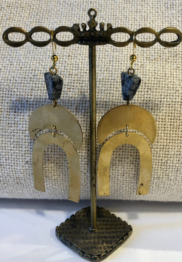 Gold Dangle Stone Earrings