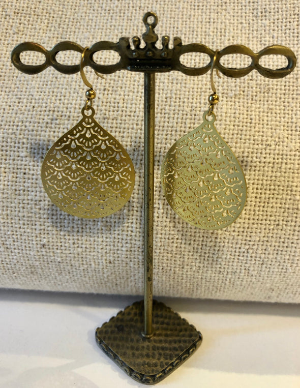 Textured Gold Oval Earrings